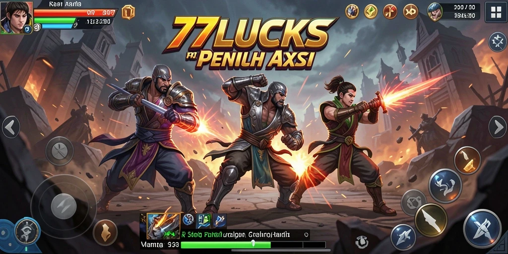 Screenshot 77LUCKS menampilkan aksi pertarungan yang seru dan menegangkan.