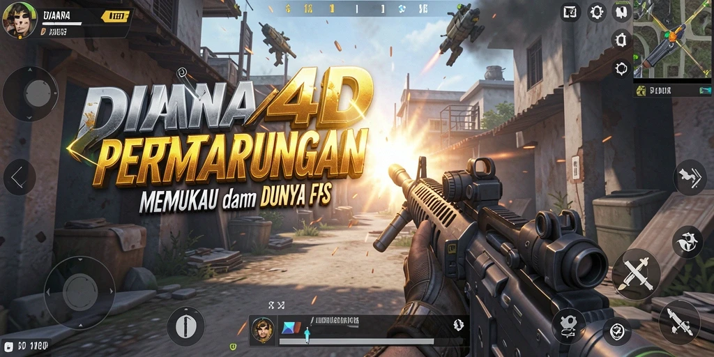 Tangkapan layar gameplay <strong>DIANA4D</strong> menunjukkan aksi pertempuran yang intens di medan perang.