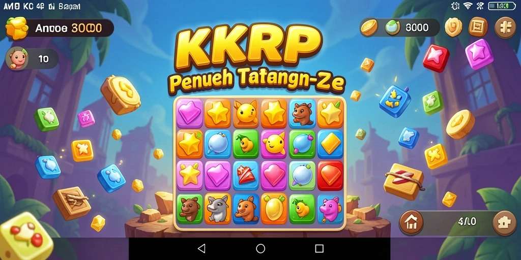 Screenshot KKRP menampilkan gameplay Match-3 yang seru dan penuh warna.
