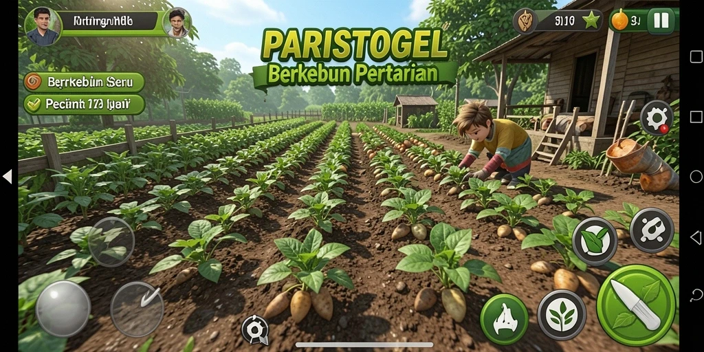 Tampilan menarik dari gameplay PARISTOGEL dengan kebun yang subur.