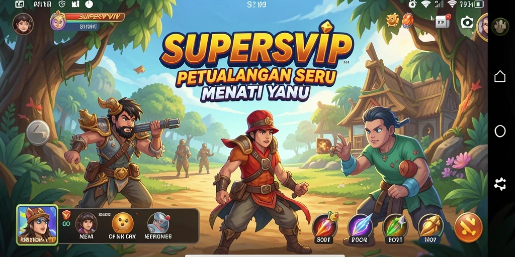 Tangkapan layar dari gameplay SUPERSVIP yang penuh aksi dan petualangan.